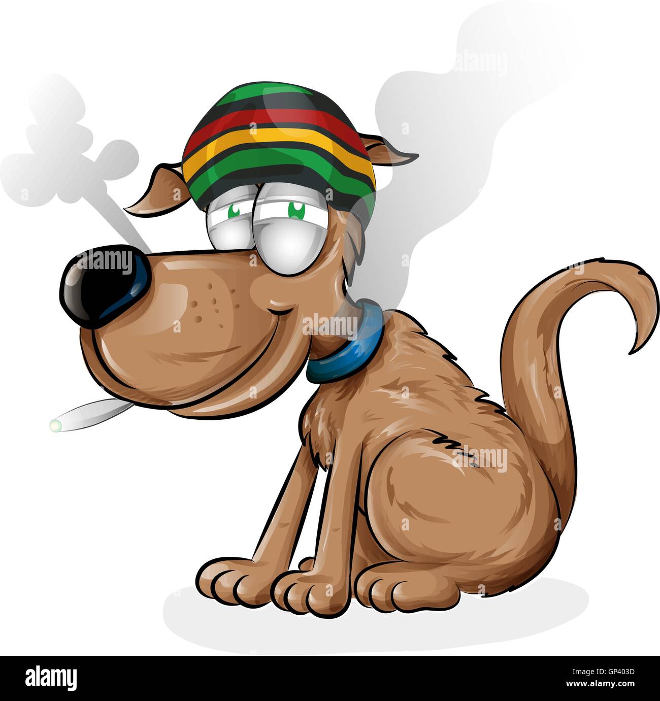 Dessin animé chien jamaïcaine isolé sur fond blanc Illustration de Vecteur