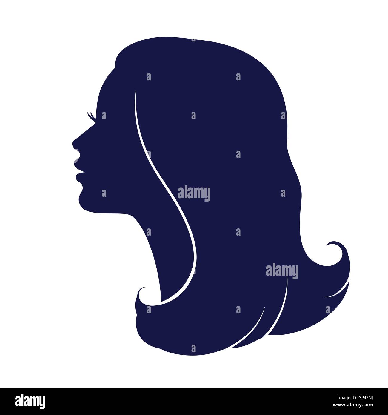 Woman face profil. Silhouette de la tête d'une femme. Illustration de Vecteur