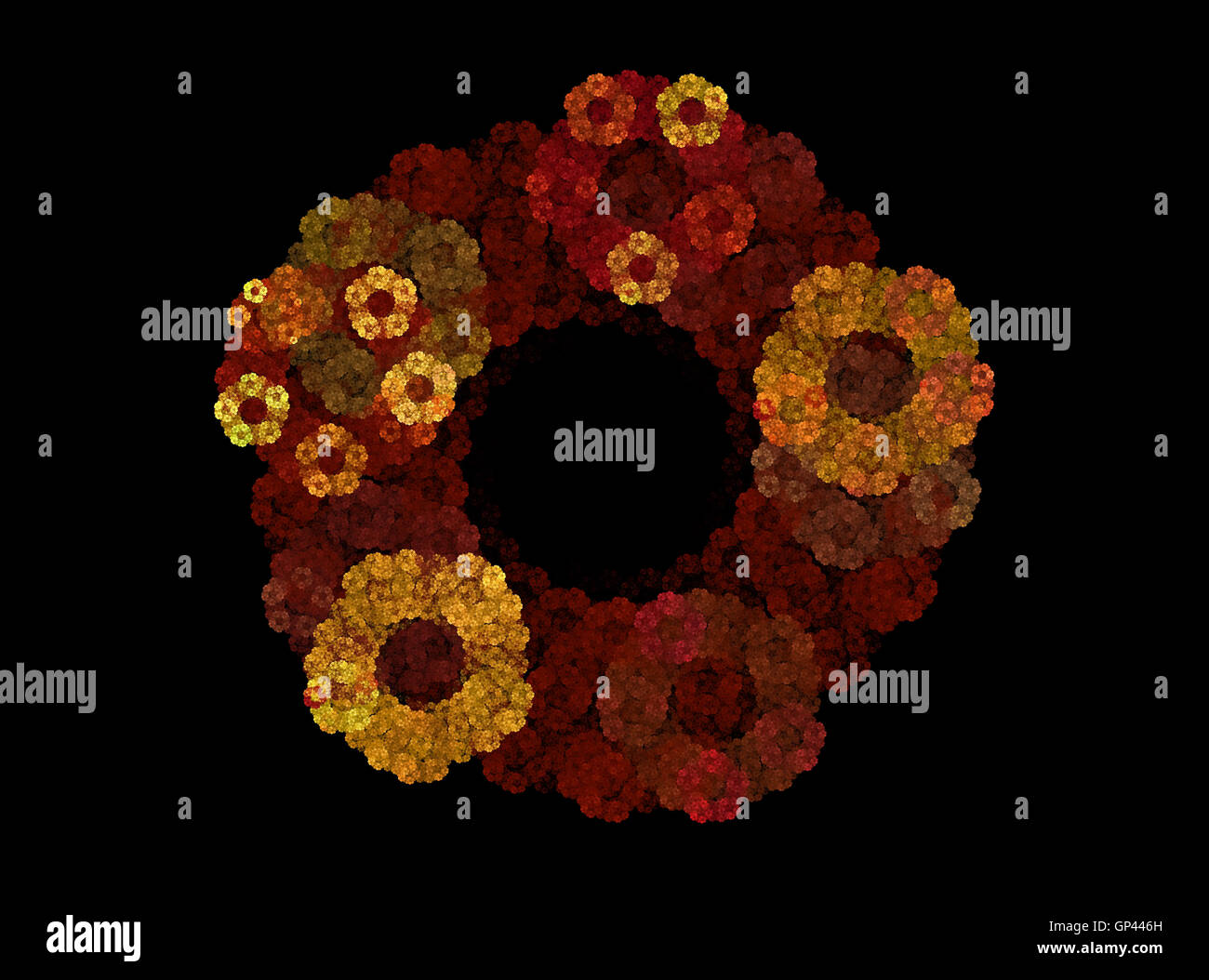 Les fractales, couronne d'automne abstrait sur fond noir Banque D'Images