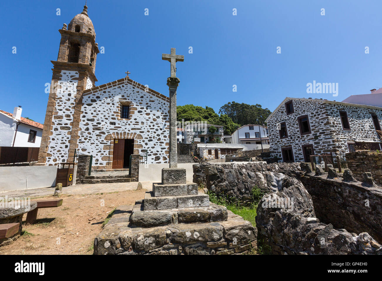 San Andrés de Teixido célèbre église de pèlerinage de San Andrés de Teixido dans une province, La Corogne, Galice, Espagne Banque D'Images