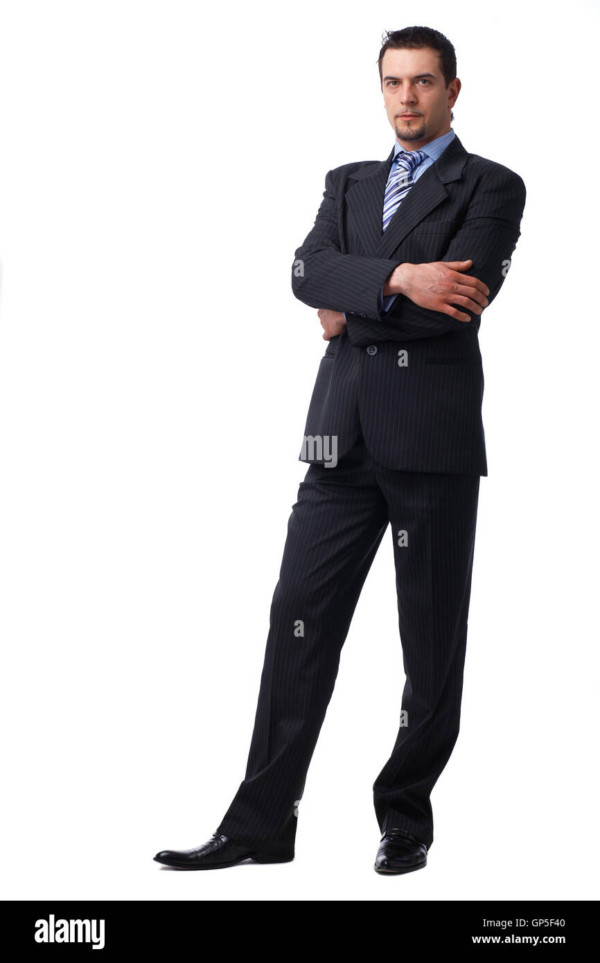 Confident businessman standing avec les mains jointes. Banque D'Images