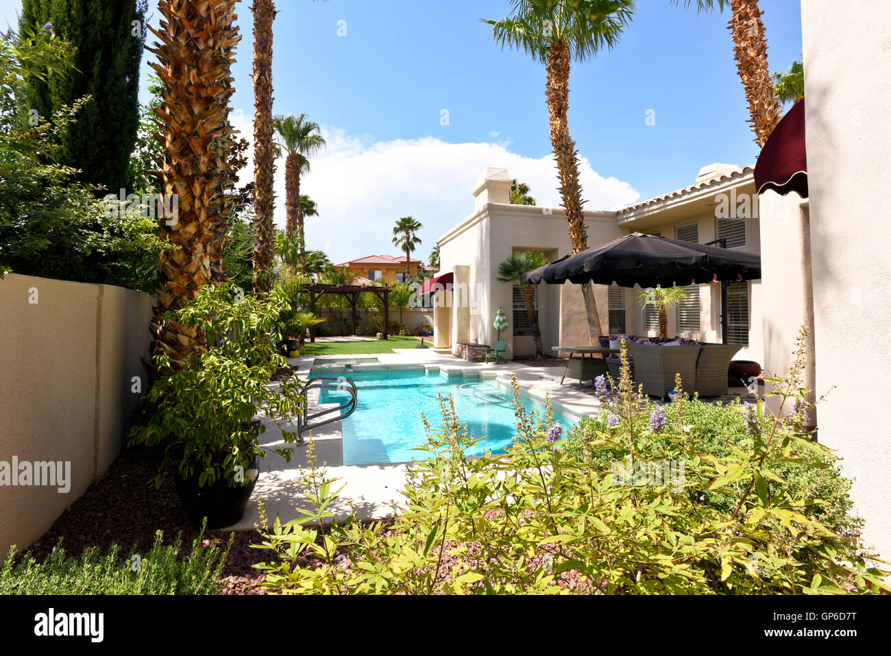 Piscine résidentielle à l'arrière d'une maison de luxe Banque D'Images