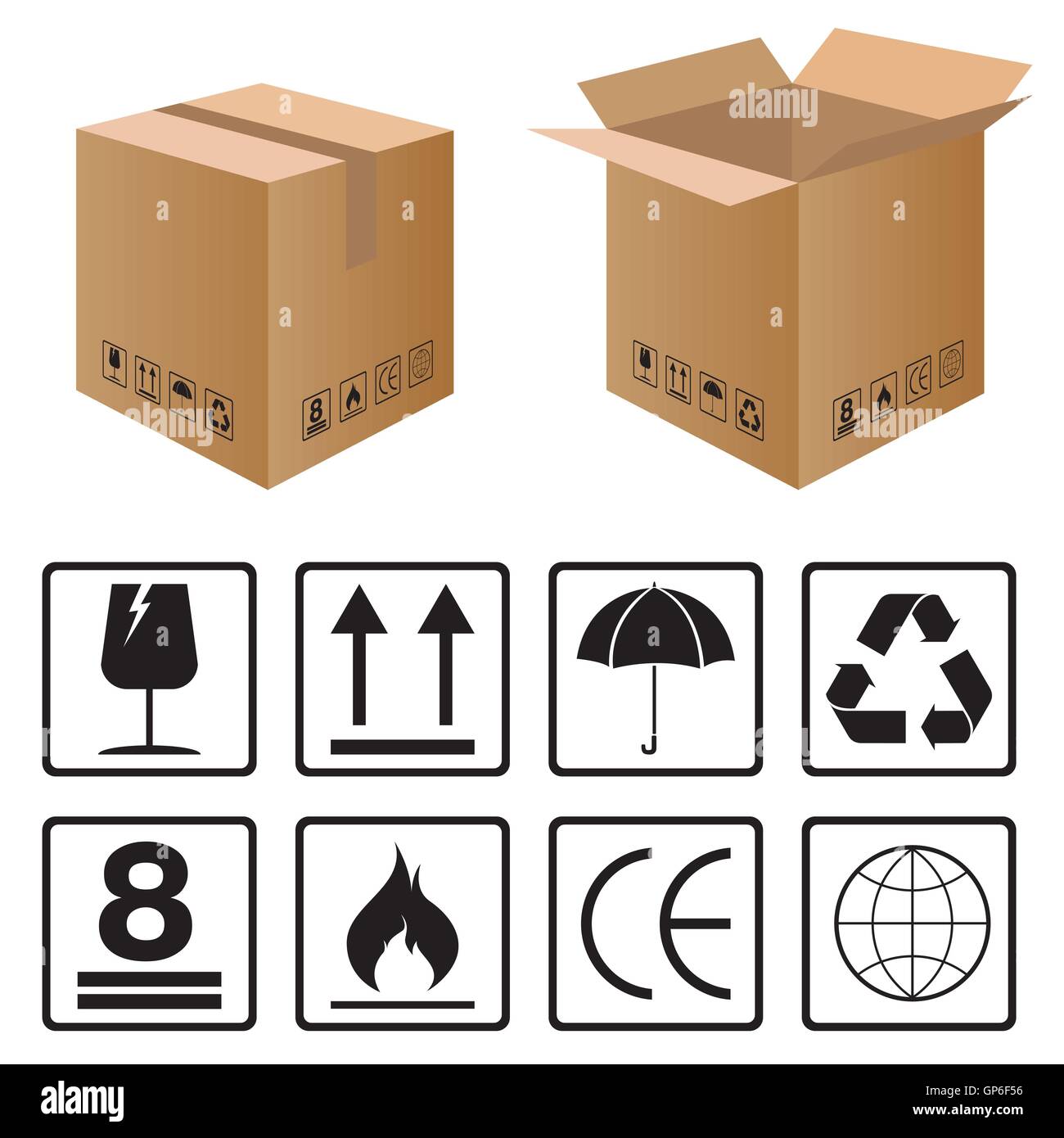 Fragile box icon cardboard vector Banque de photographies et d'images à  haute résolution - Alamy