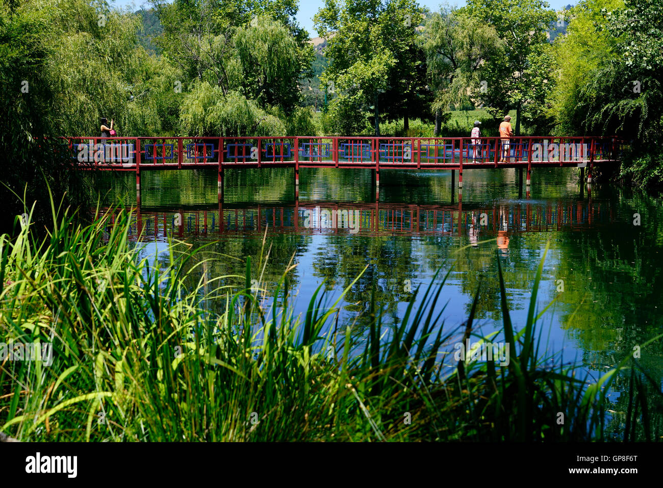 Jardin de Jade Lake et entreprise vinicole Chateau Montelena, Calistoga,California,USA Banque D'Images