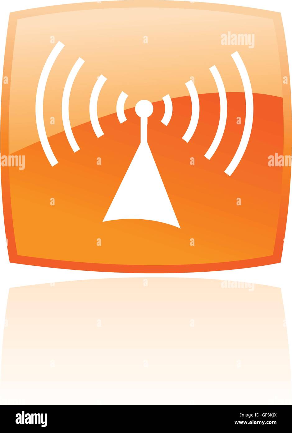 Radio bouton orange brillant en isolé sur fond blanc Illustration de Vecteur