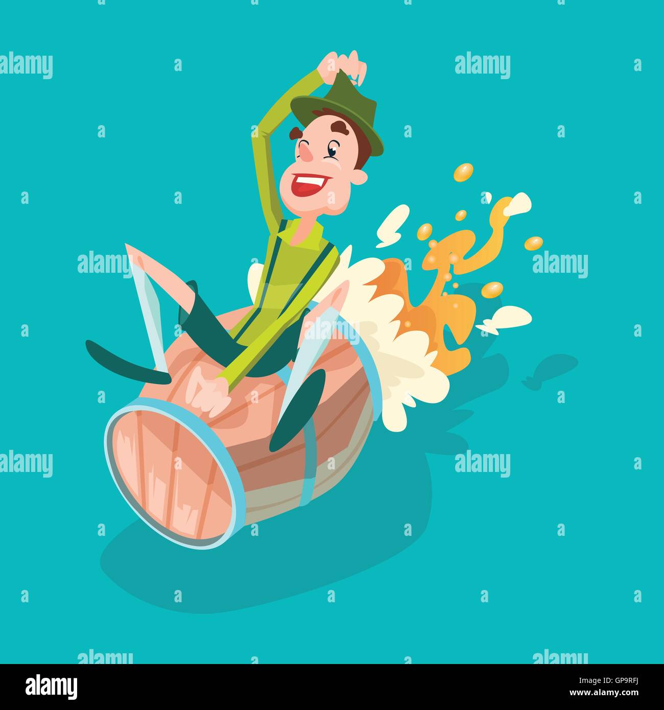 Vert homme Patric Ride baril de bière Fête de la bannière Illustration de Vecteur