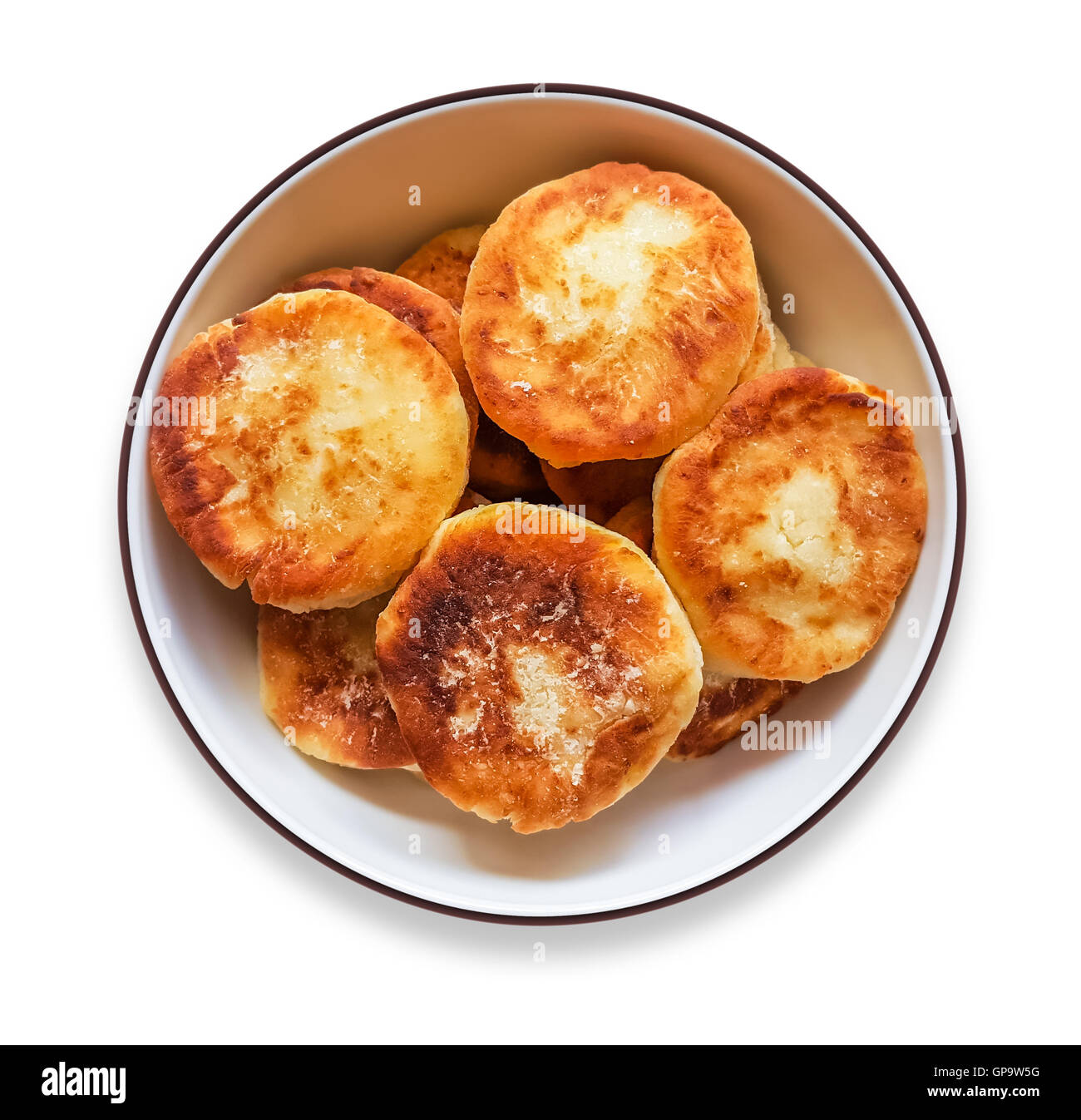 Crêpes au fromage cottage sur une assiette. Banque D'Images