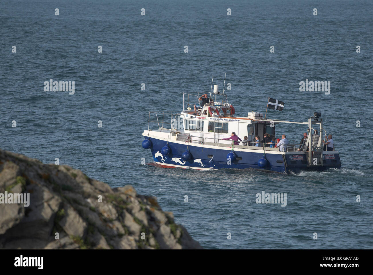 L'Atlantique Explorateur de Newquay cuit autour de pointe de Towan à Cornwall. Banque D'Images