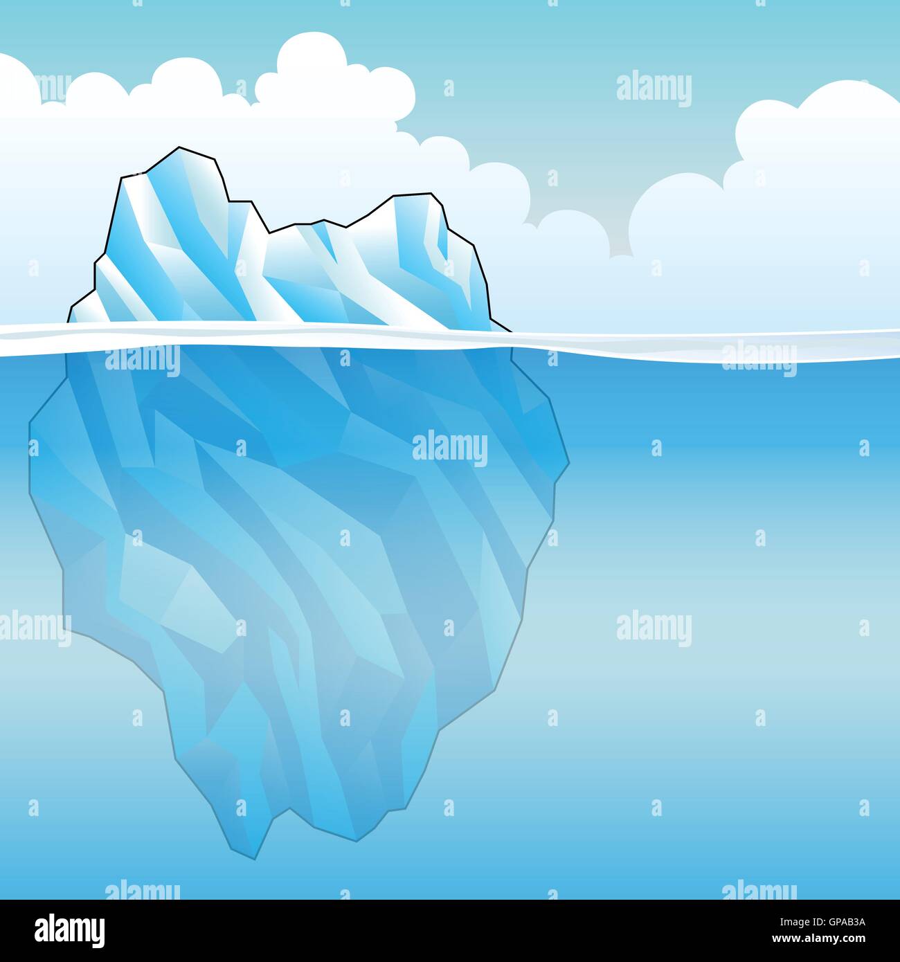 Iceberg bleu lumineux sur un jour nuageux Vector Illustration Illustration de Vecteur