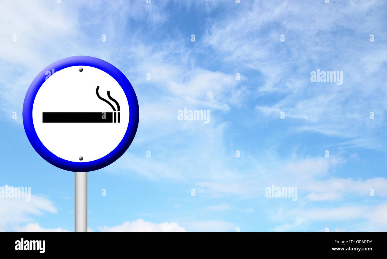 Fumeurs 3D signe avec ciel bleu Banque D'Images