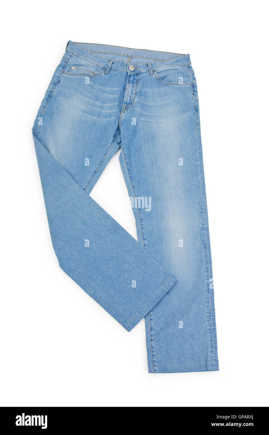 Paire de jeans isolé sur le livre blanc Banque D'Images