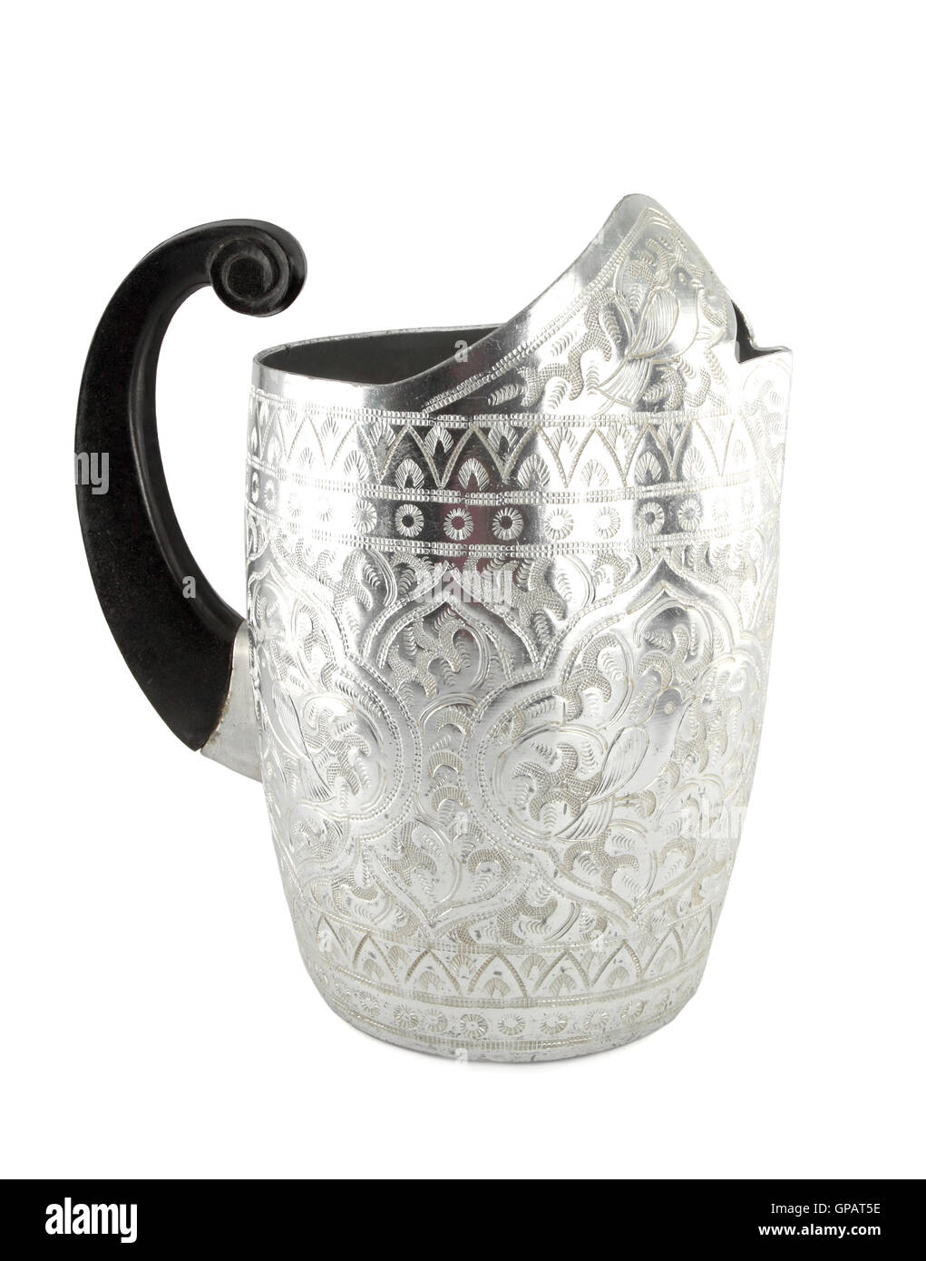 Verseuse en argent avec texture thaïlandais Banque D'Images