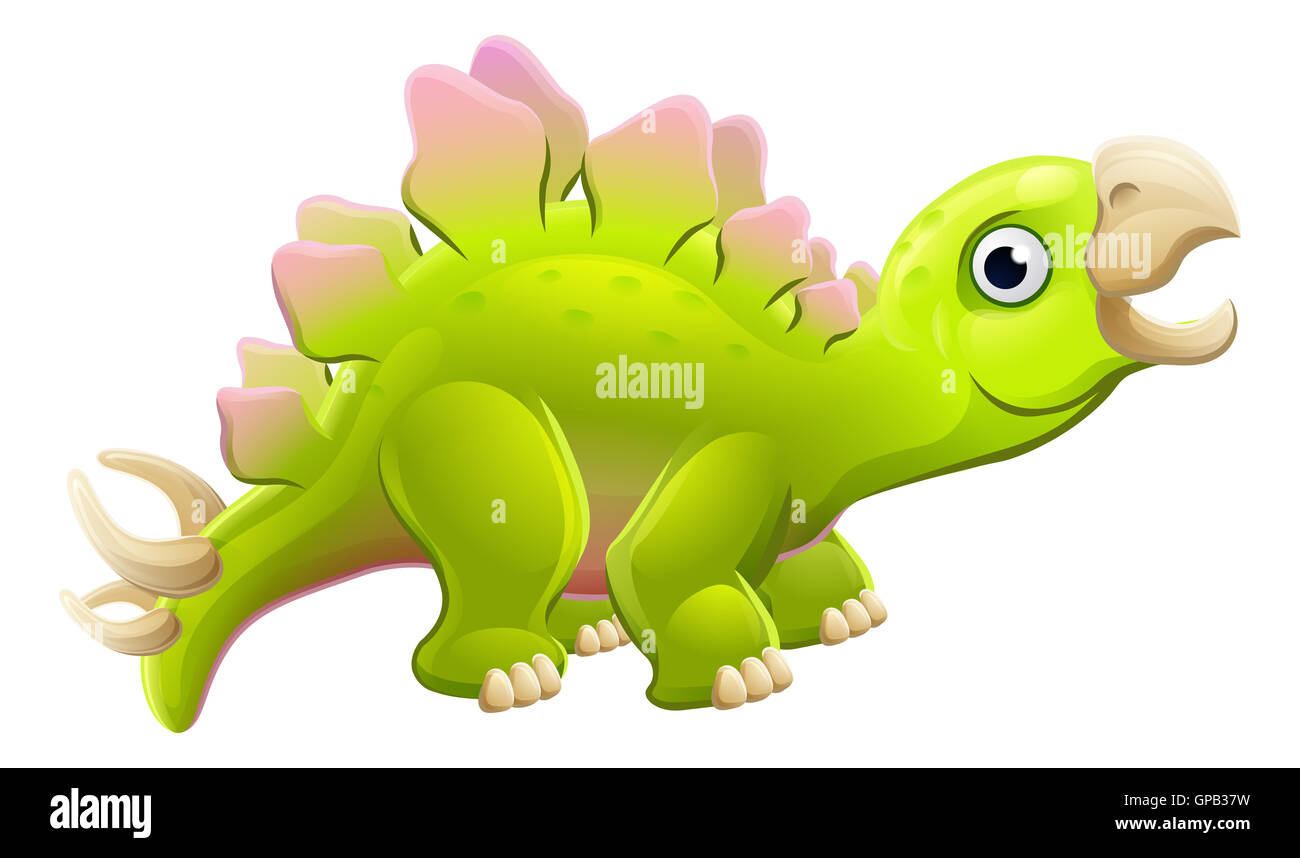 Un dinosaure Stégosaure cute cartoon character Banque D'Images