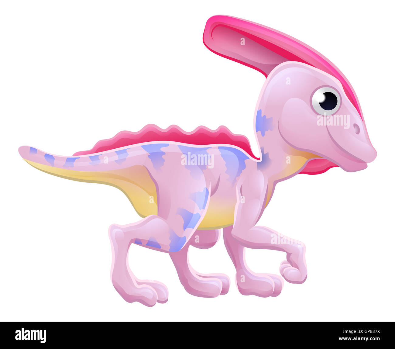 Un mignon Parasaurolophus dinosaure Ornithopode Hadrosaures cartoon character Banque D'Images