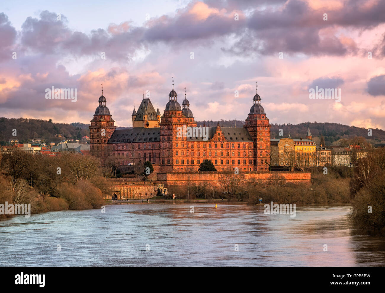 Château Renaissance de Johannisburg, principal fleuve d'Aschaffenburg, Allemagne Banque D'Images