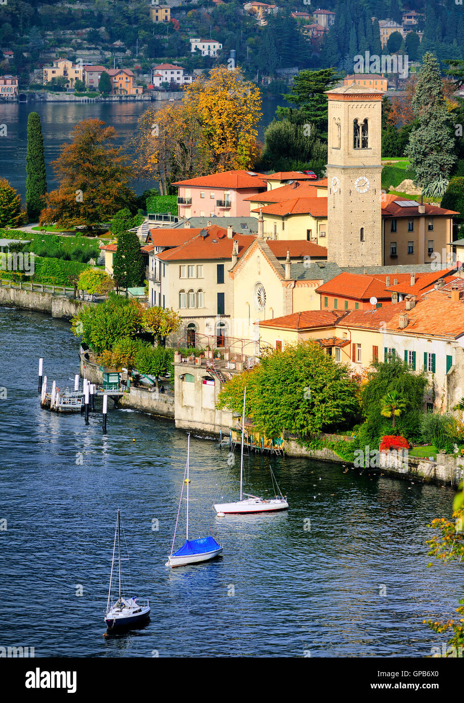 Lac de Côme Bellagio en côte, Milan, Italie Banque D'Images