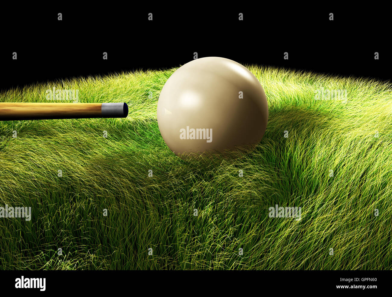 Boule de billard 3D sur la table sur le fond noir... Banque D'Images