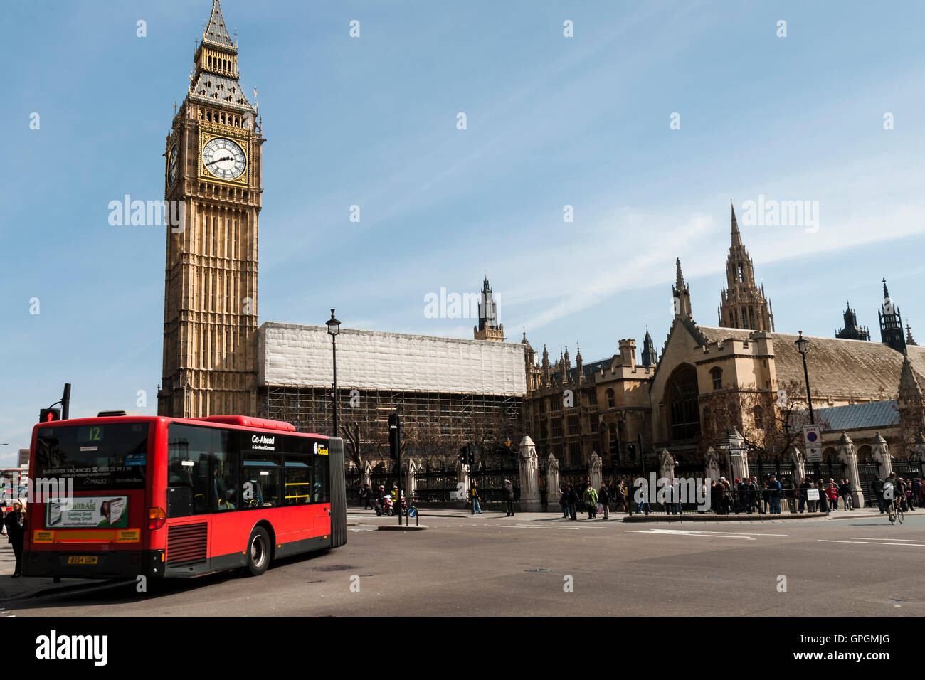 Autobus à deux étages et Big Ben, Londres, Angleterre, Royaume-Uni, Europe Banque D'Images