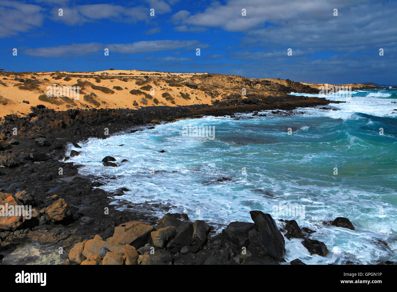 Paysage de Fuerteventura, Îles Canaries, Espagne. Banque D'Images