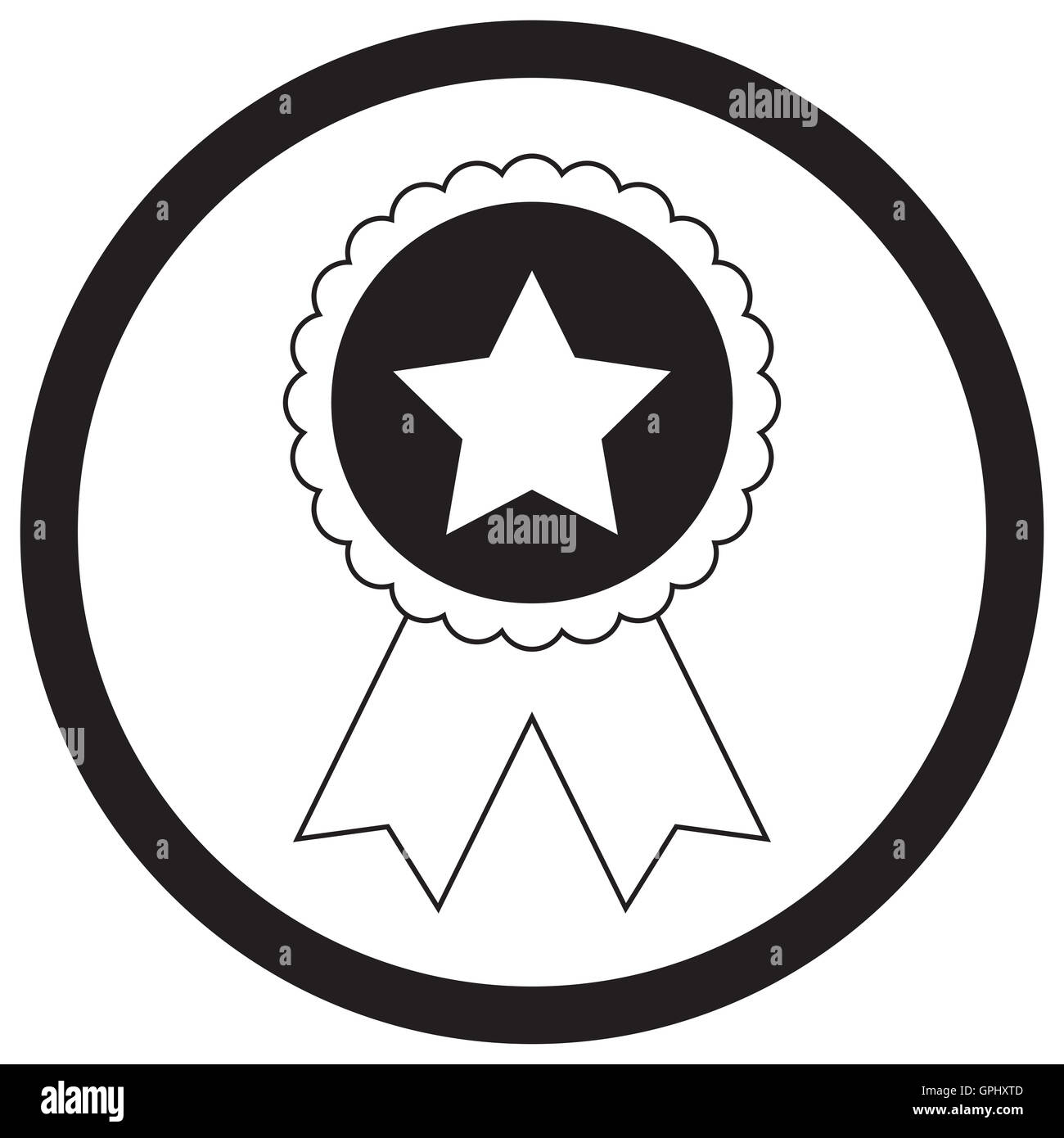 Star Badge monochrome. Avec Star, ruban autocollant star, employé du mois, gagnant d'un insigne. Vector illustration Banque D'Images