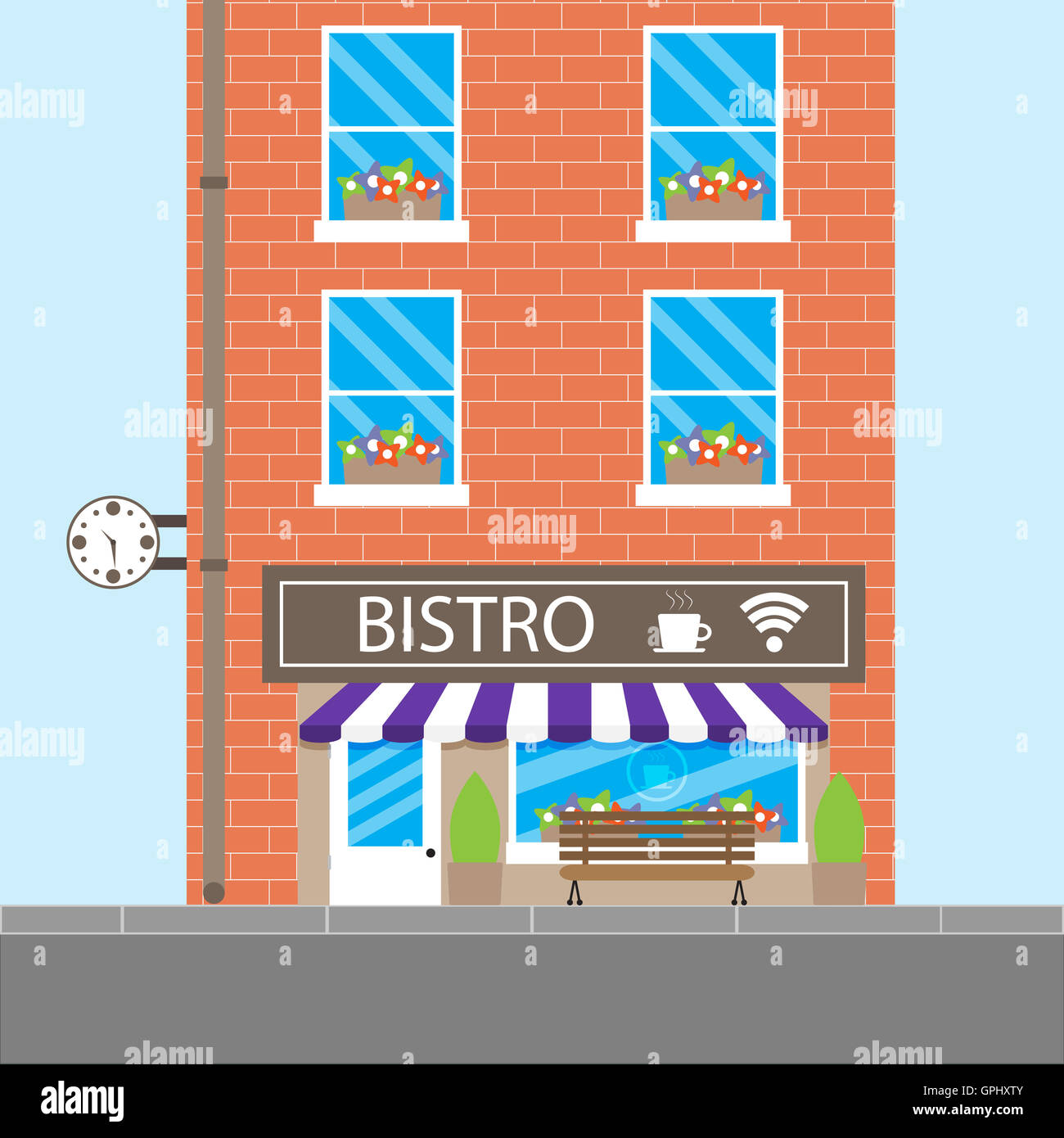 Bâtiment Bistro cafétéria. Café ou restaurant, bistro cafe, café-restaurant, vector illustration Banque D'Images