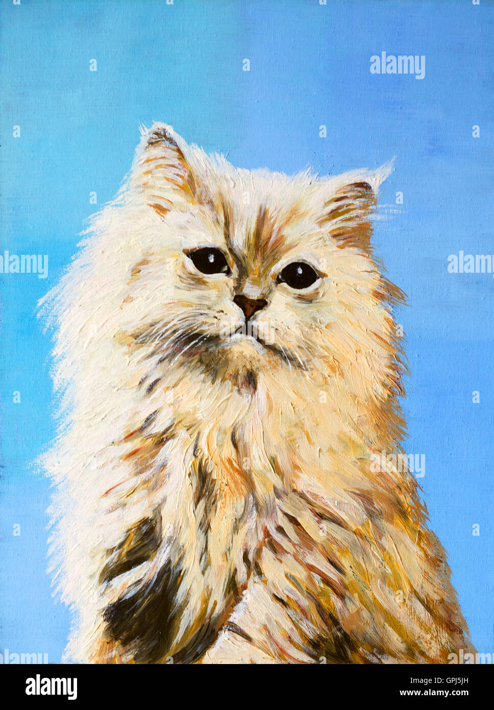 - Peinture à l'huile de chat, photo en couleur , dessin abstrait Banque D'Images