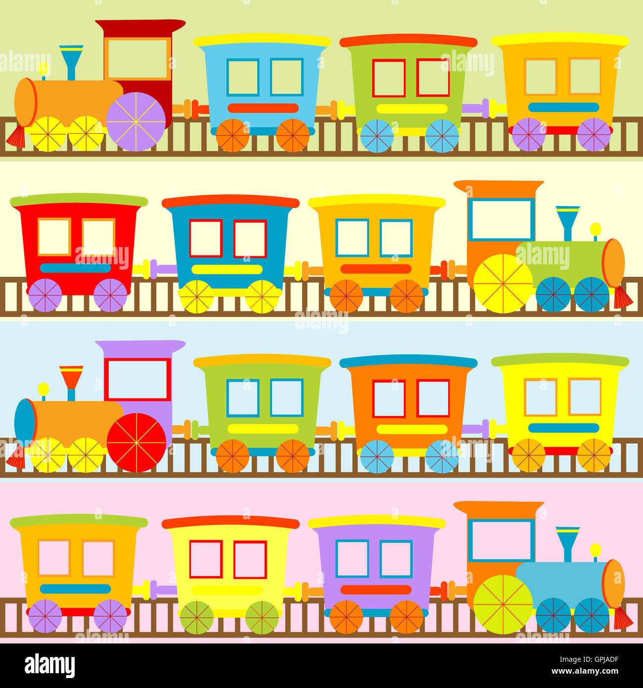 Les trains arrière-plans pour les enfants dessin animé Banque D'Images