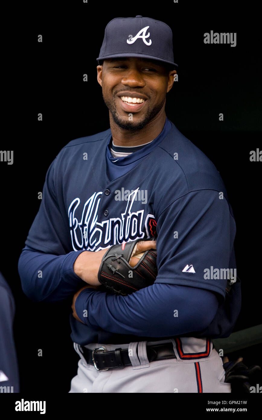 11 avril 2010, San Francisco, CA, USA, Atlanta Braves champ centre Jason Heyward (22) avant le match contre les Giants de San Francisco à AT&T Park. San Francisco Atlanta défait 6-3. Banque D'Images