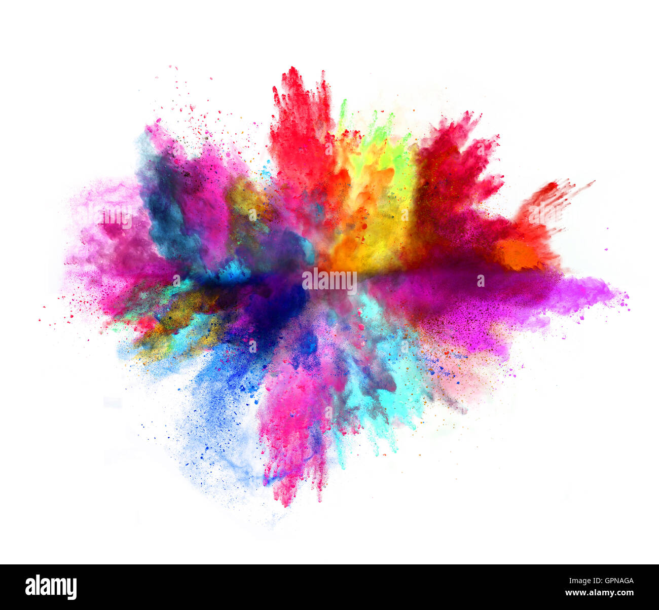 Explosion de poudre de couleur, isolé sur fond blanc Photo Stock - Alamy