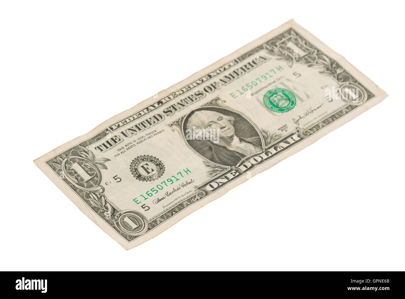 US one dollar bill, la photo en gros Banque D'Images