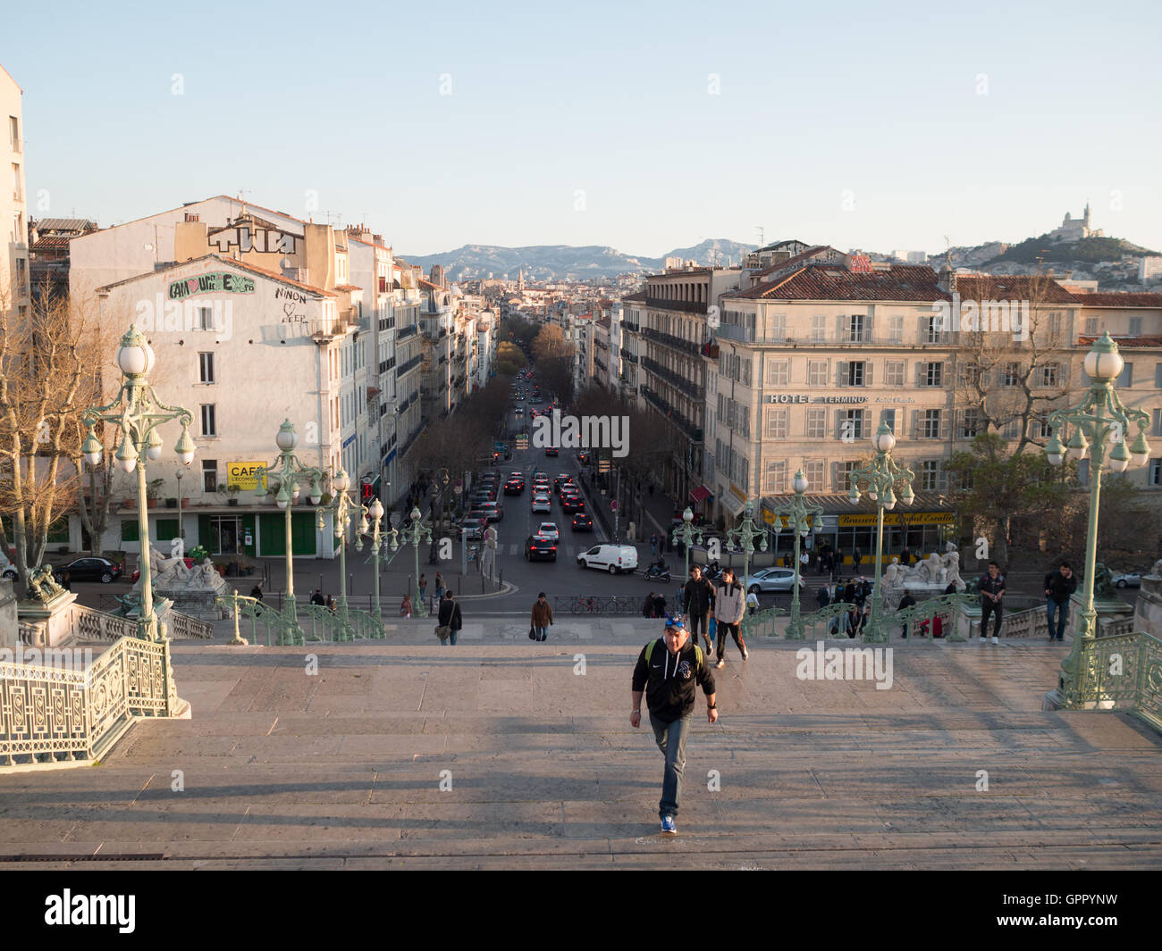 Marseille vu de la Gare stairway Banque D'Images