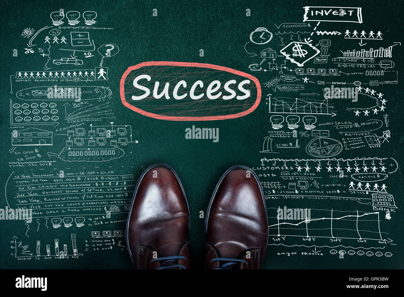 Mot succès et les chaussures le tableau Banque D'Images