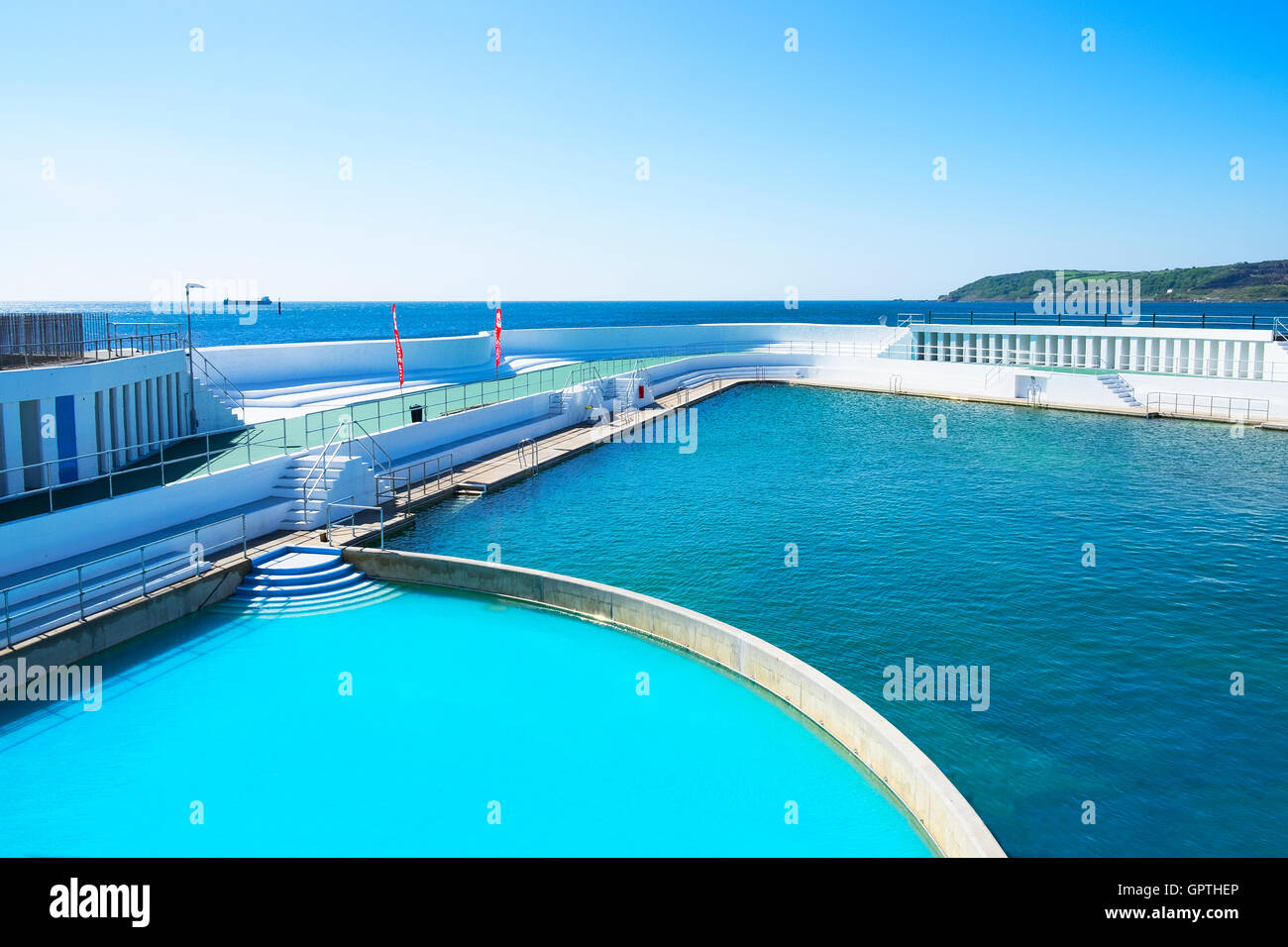 Le Lido piscine jubilé en plein air sur la côte à Penzance en Cornouailles, Angleterre, RU Banque D'Images