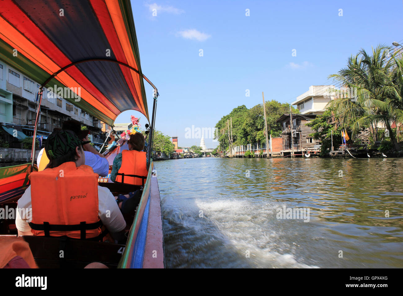 Excursion en bateau le long du Canal Klong Bangkok - Système Banque D'Images