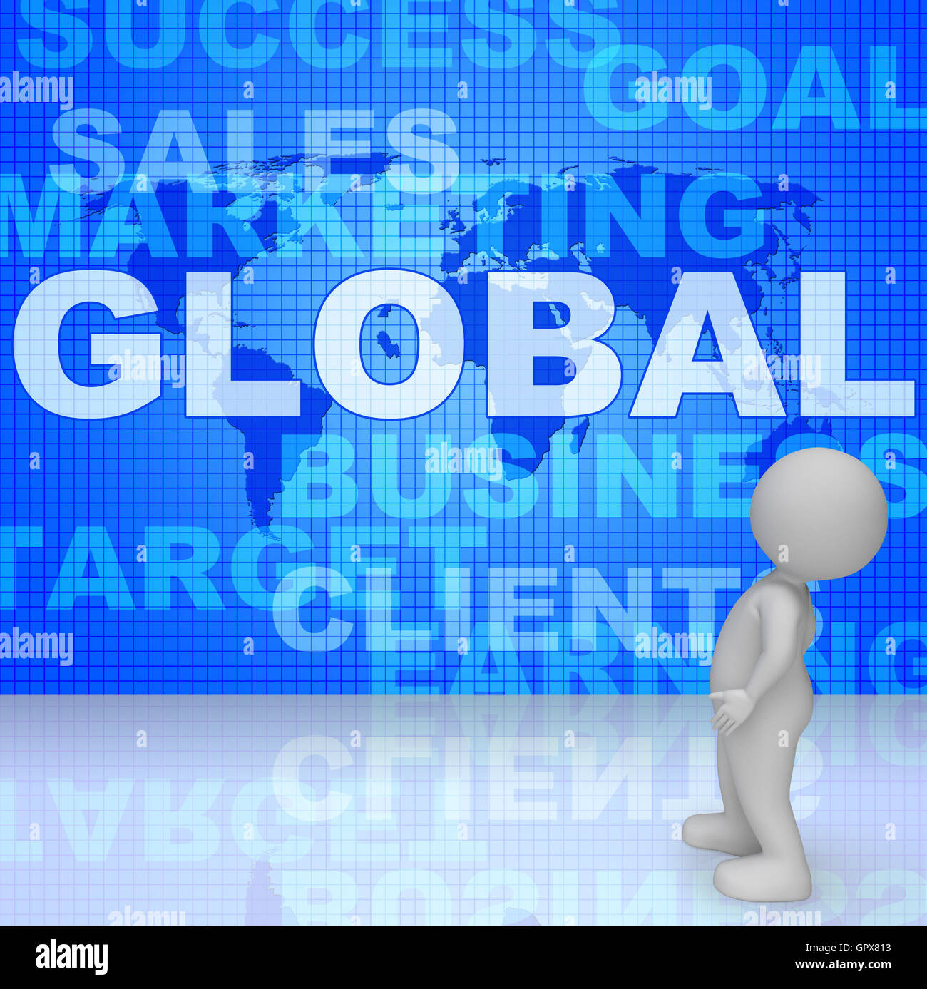 Mots représentant mondial des affaires et du Commerce mondial de rendu 3D Banque D'Images