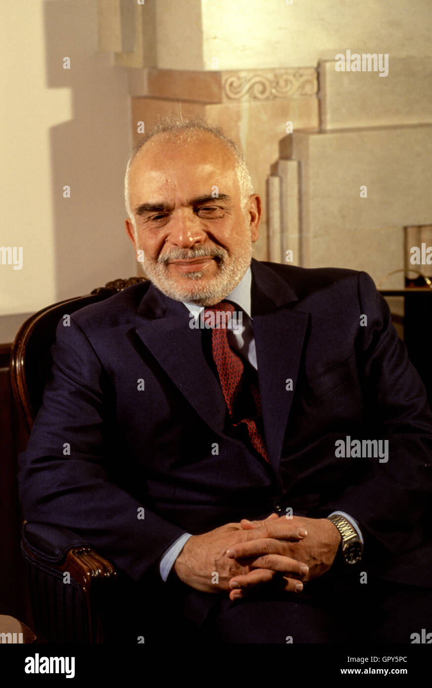 Années 1990 - Amman - le Roi Hussein de Jordanie au Palais Royal. Banque D'Images
