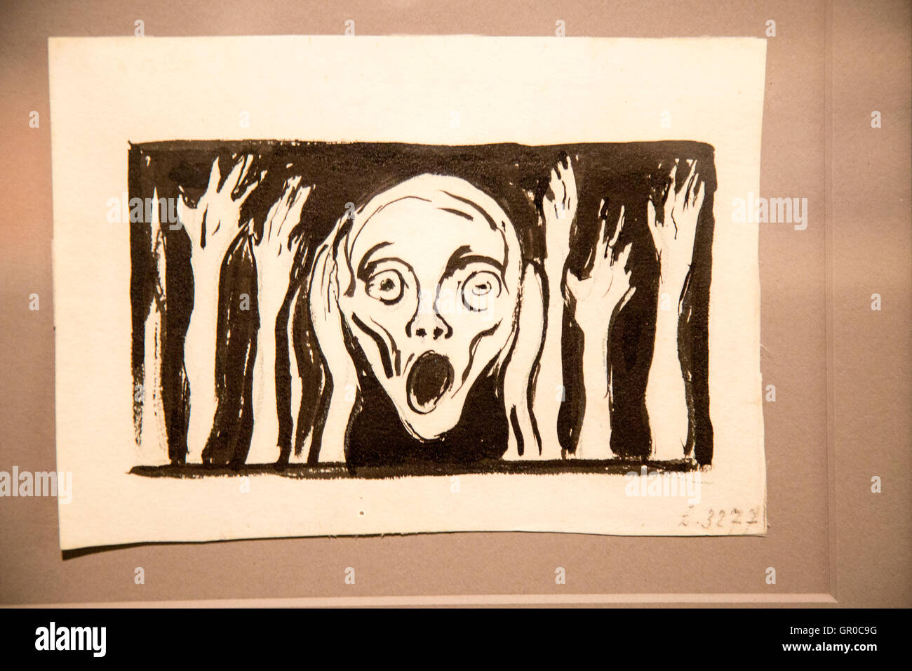 "Le Cri" d'Edvard Munch dessin non daté 1863-1944, Kode 3 art gallery Bergen, Norvège Banque D'Images