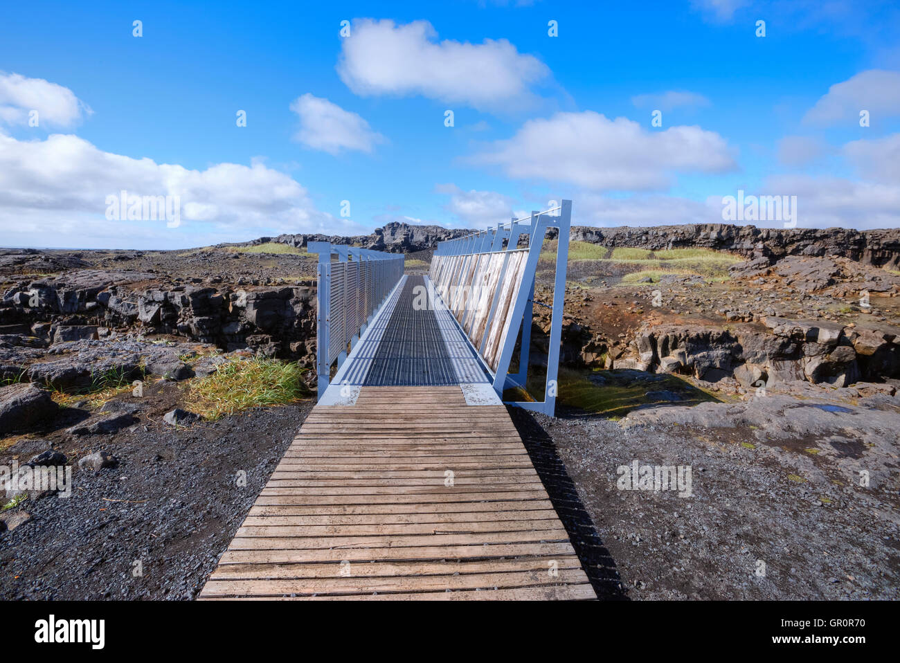 Leif le Chanceux's Bridge, pont entre continents, Reykjanes, Iceland Banque D'Images