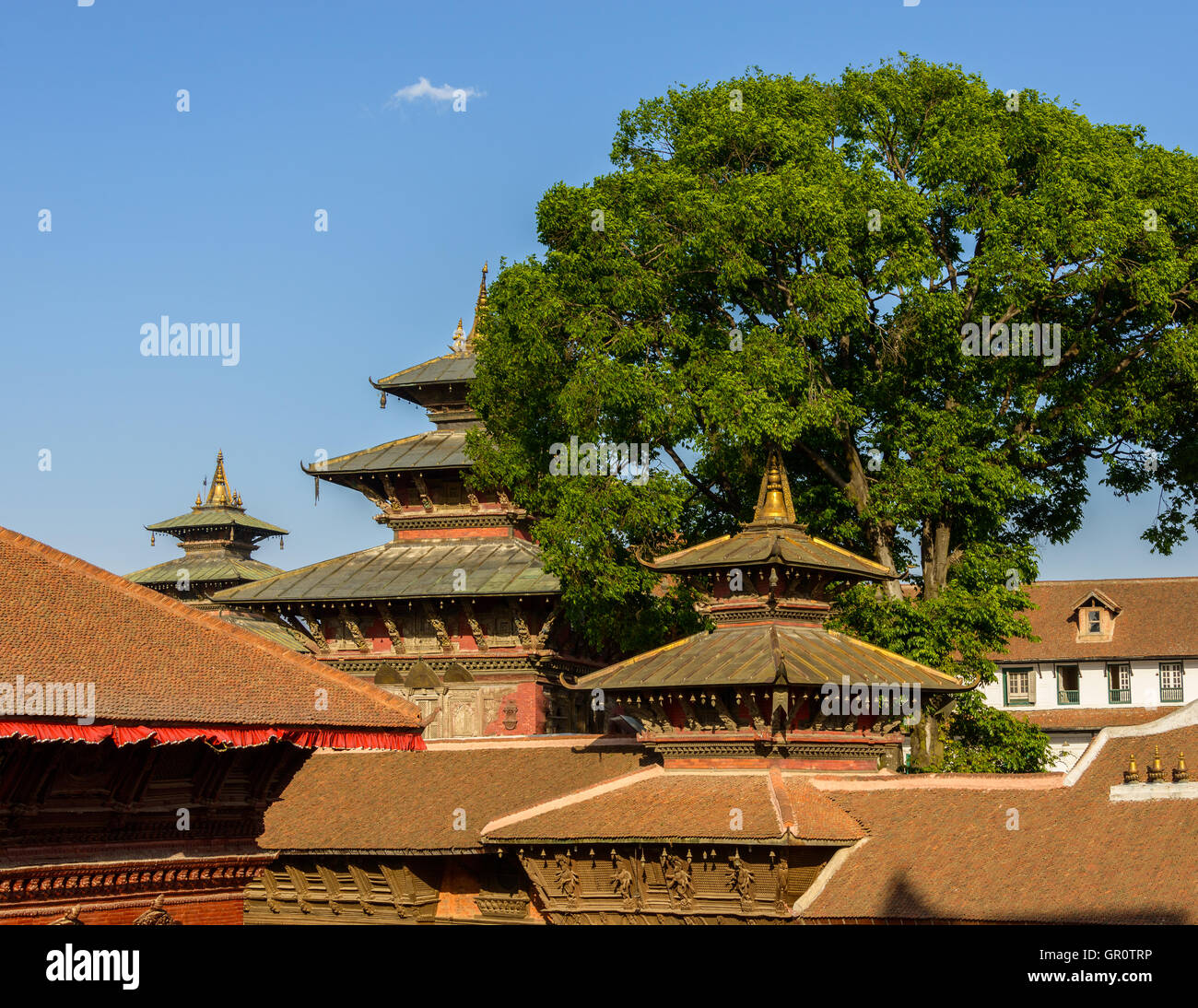 Toits de temples et pagodes à Katmandou Durbar Square au Népal, mars 2014. Banque D'Images