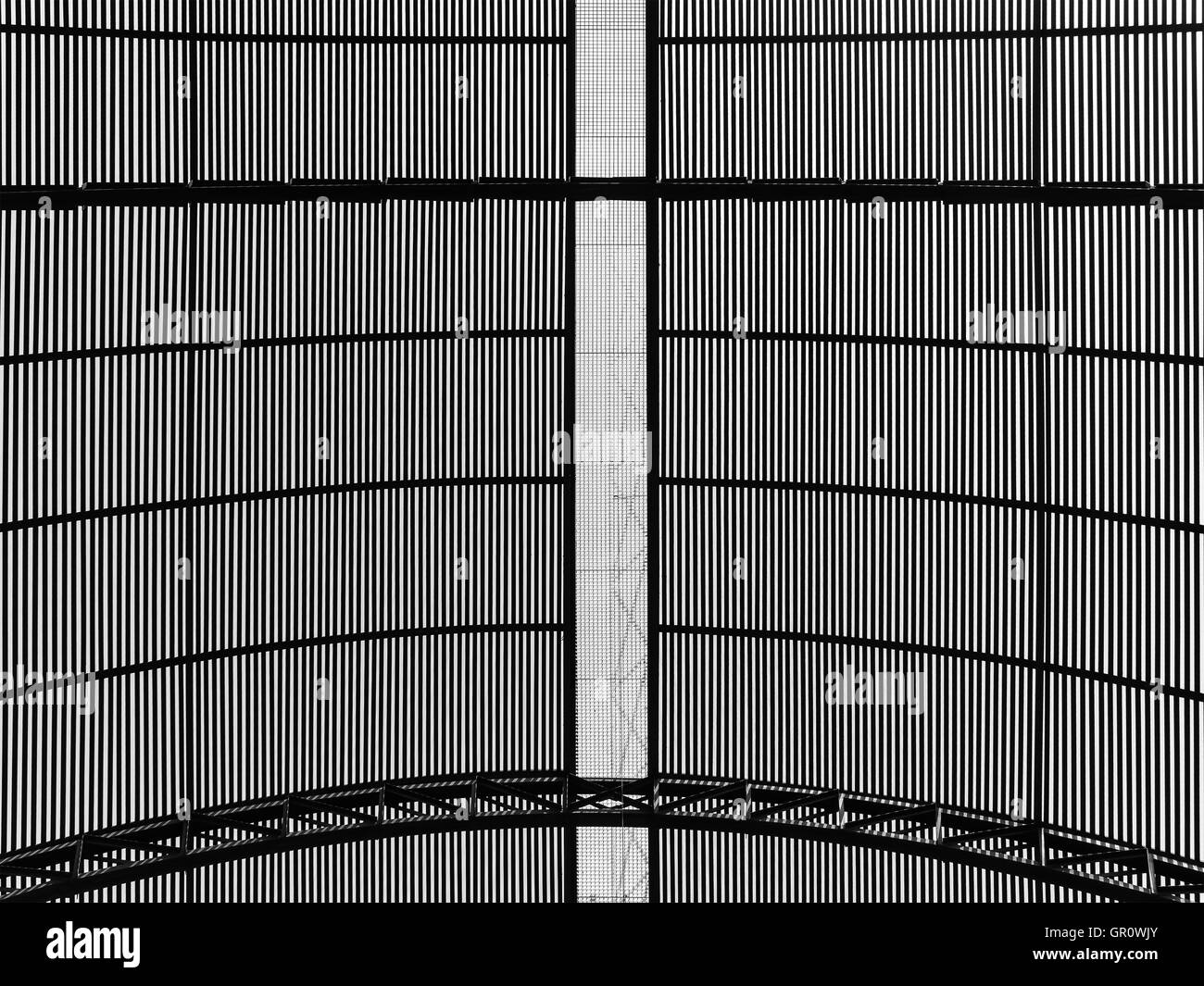 Toit en métal noir et blanc Résumé Banque D'Images