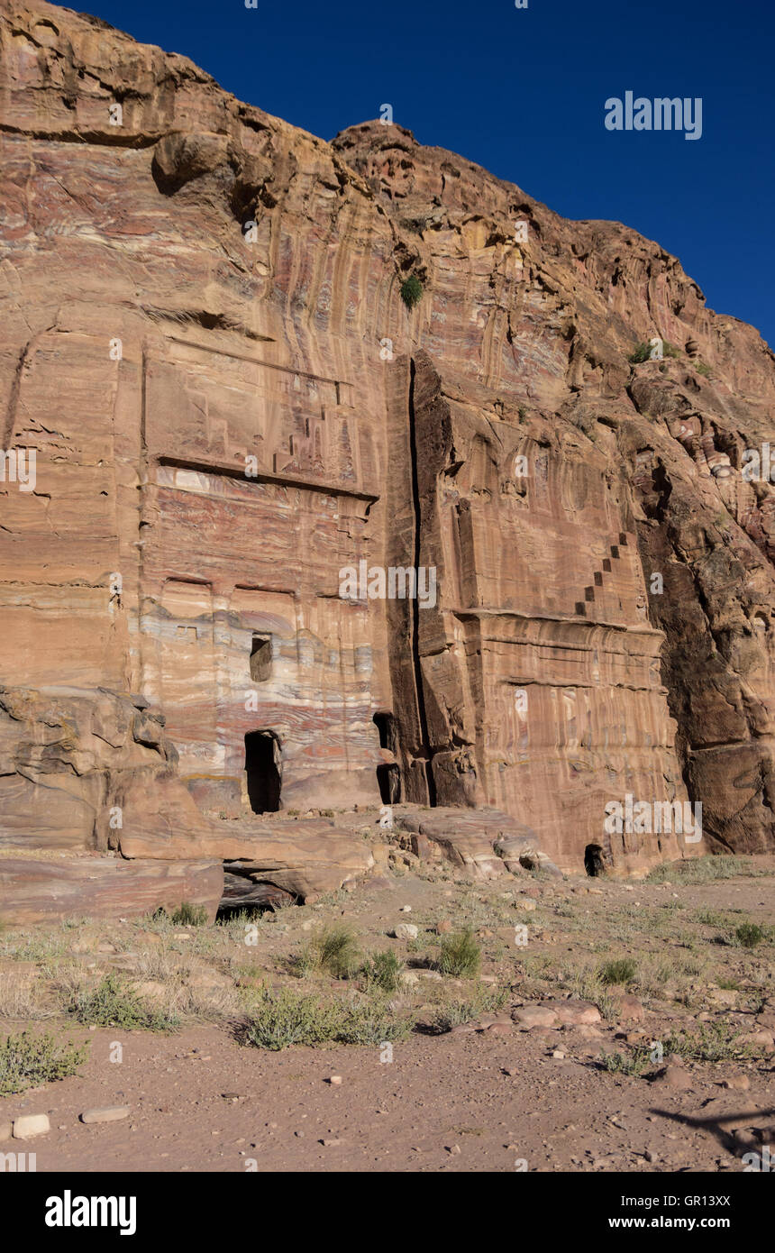La tombe de la soie - l'un des tombeaux royaux. Petra, Jordanie. Pas de personnes Banque D'Images