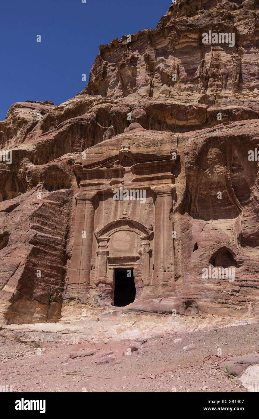 Ruine de tombeau Renaissance à Petra, Jordanie Banque D'Images