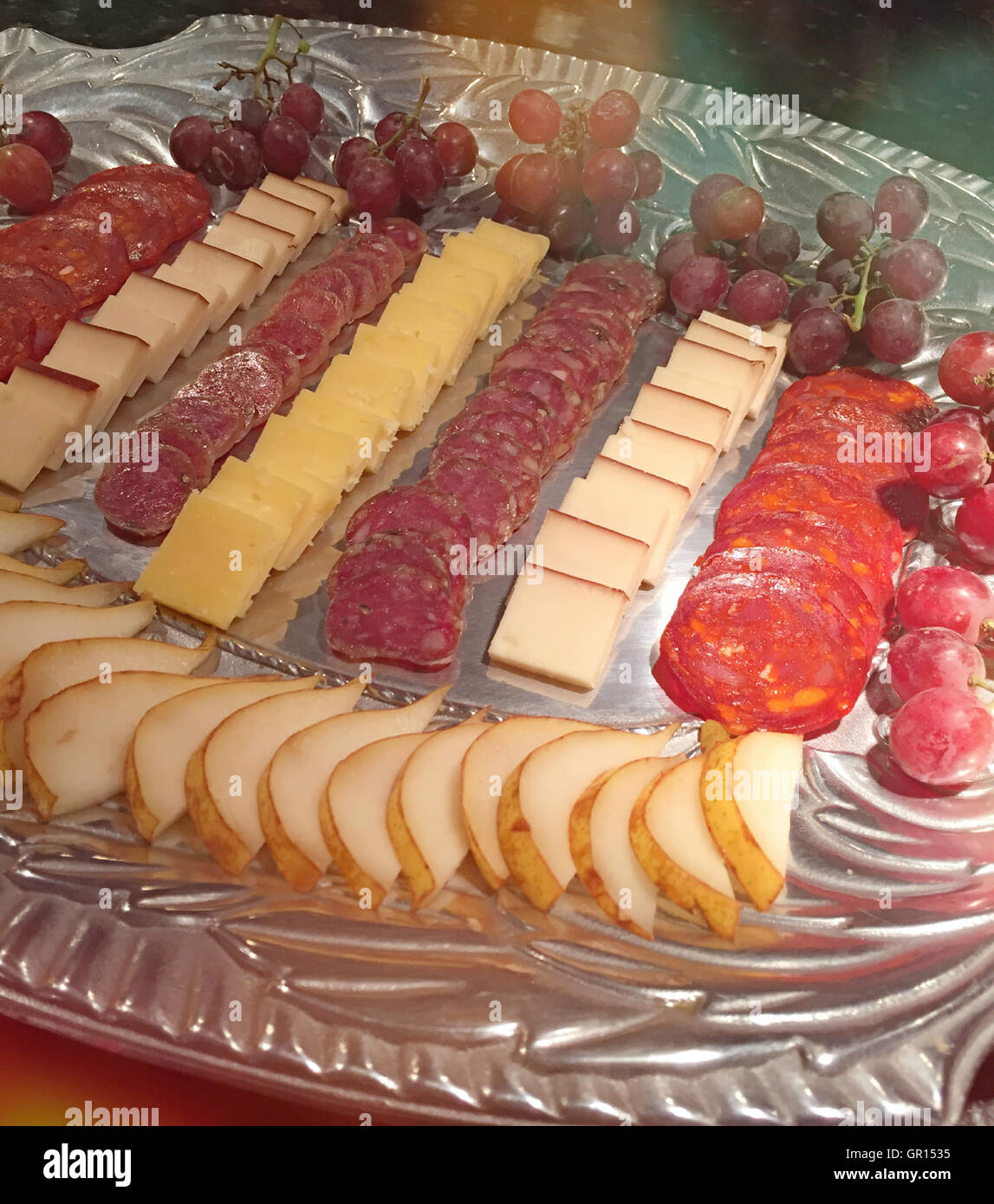 Salami, fromage et fruits Snack-Plateau, Cocktail, USA Banque D'Images