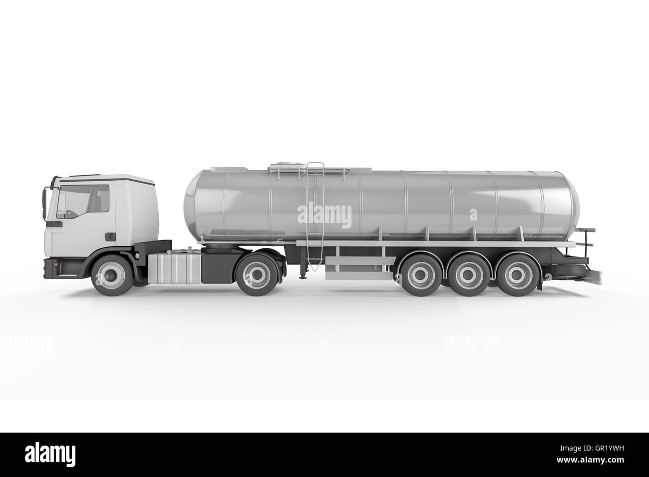 Gros camion-citerne isolé sur fond blanc. - Maquette 3D illustration Banque D'Images