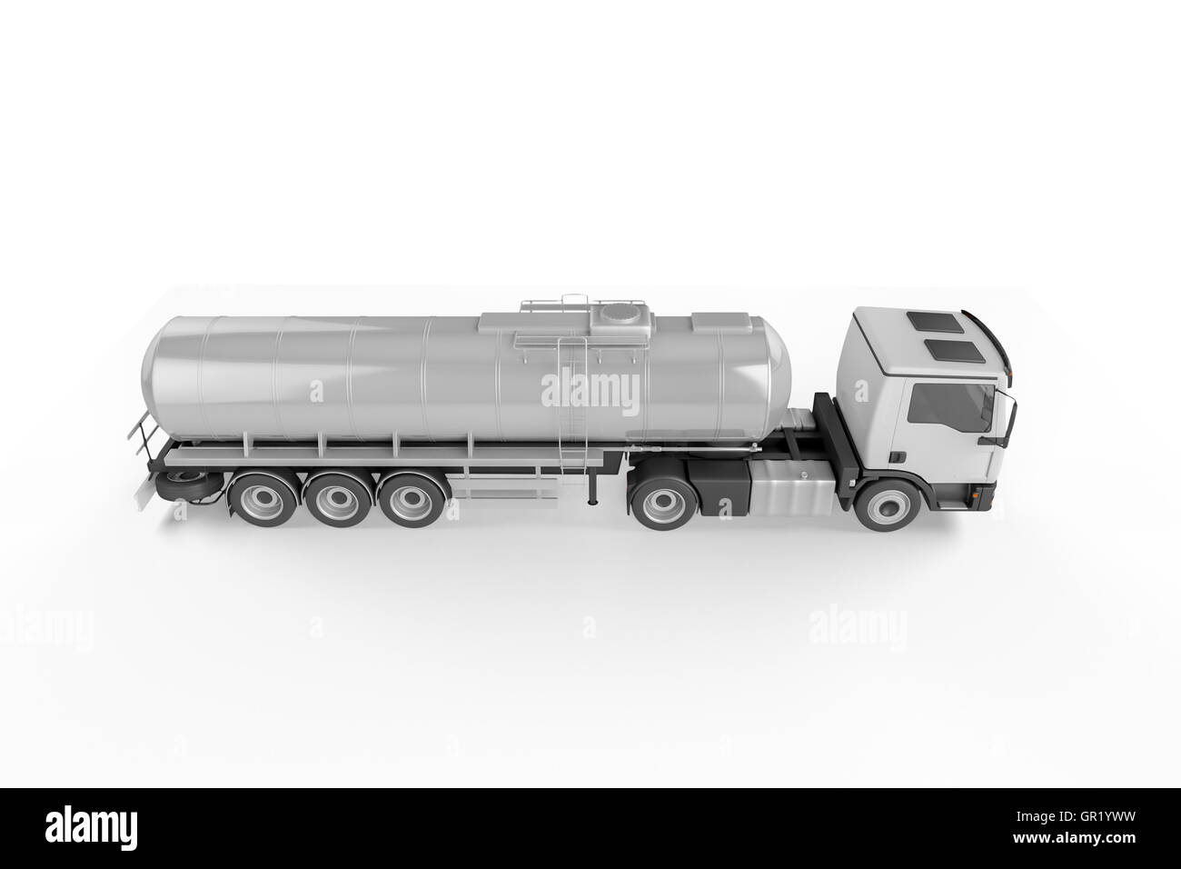 Gros camion-citerne isolé sur fond blanc. - Maquette 3D illustration Banque D'Images