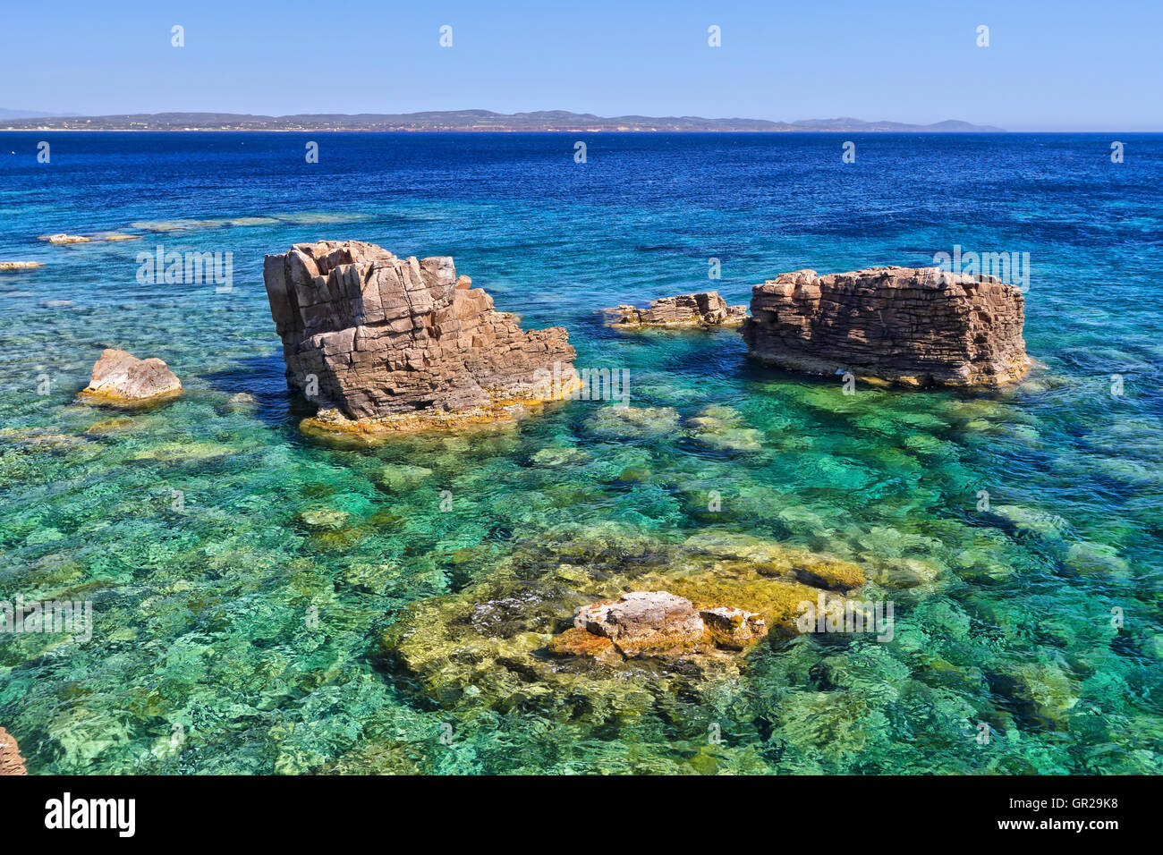 Côte sud de l'île de San Pietro, en Sardaigne, Italie Banque D'Images