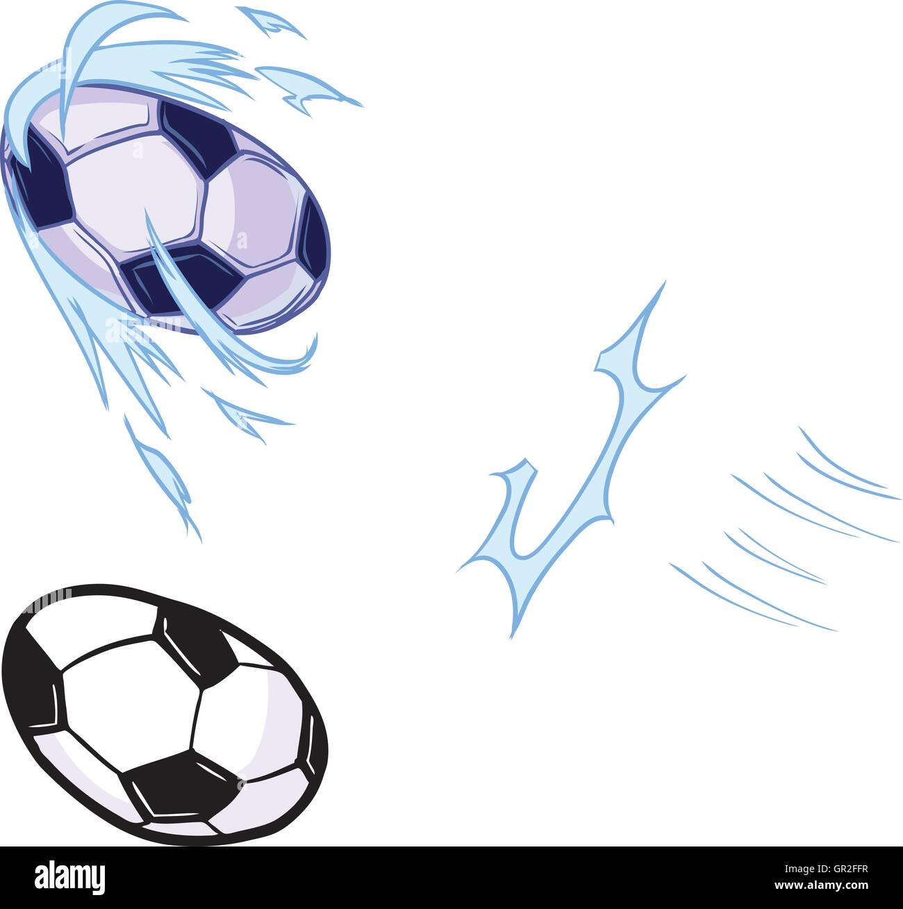 Vector cartoon clip art illustration modèle pour un personnage qui joue au soccer. 2 versions à billes incluses. Illustration de Vecteur