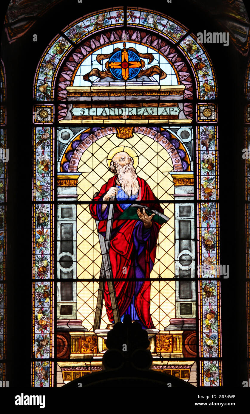 Vitrail de Saint Stephen basilica à Budapest, Hongrie Banque D'Images