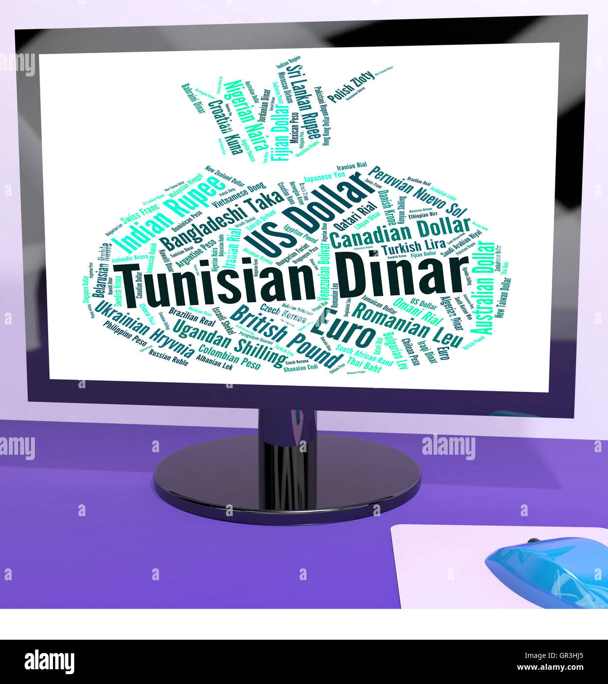 Dinar tunisien représentant service de change et de Dinars Banque D'Images