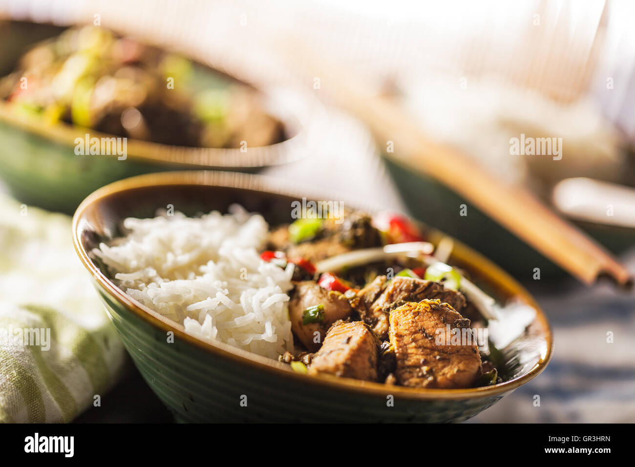 Poulet et riz Banque D'Images